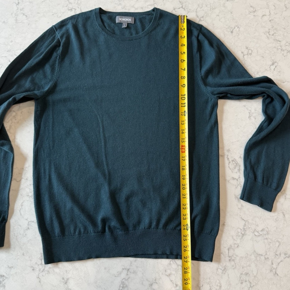Bonobos Sweater Men's L Slim Fit Crewneck 100% Merino Wool Pine Green - Picture 7 of 8